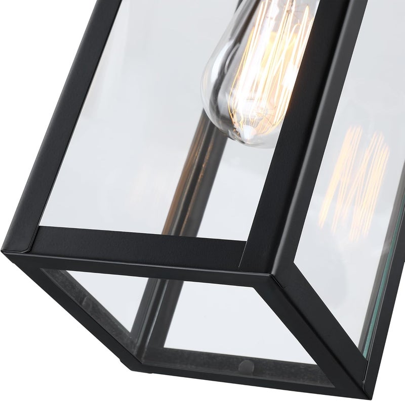 Faymart lighting إضاءة معلقة خارجية 13 بوصة للشرفة - إضاءة معلقة خارجية مثبتة على السقف من الصلب والزجاج - Image 4